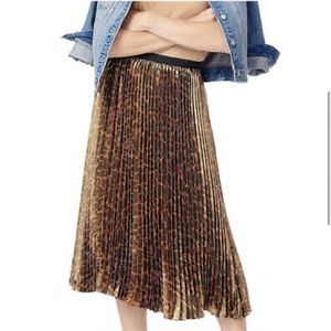 J. Crew Metallic Leopard Print Pleated Midi Skirt - Size 8